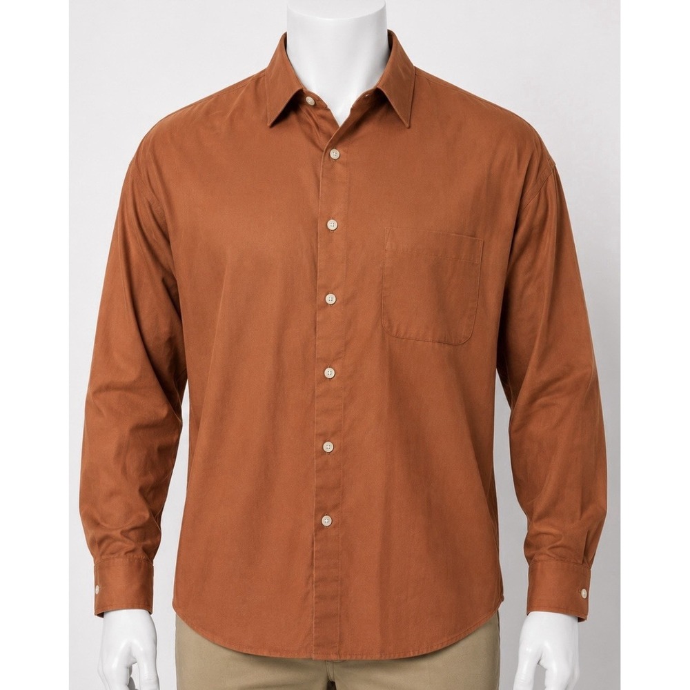 COLOURS ALEXANDER JULIAN Men's Dress Shirt Rust Sateen XL 17-17 1/2 34 35
